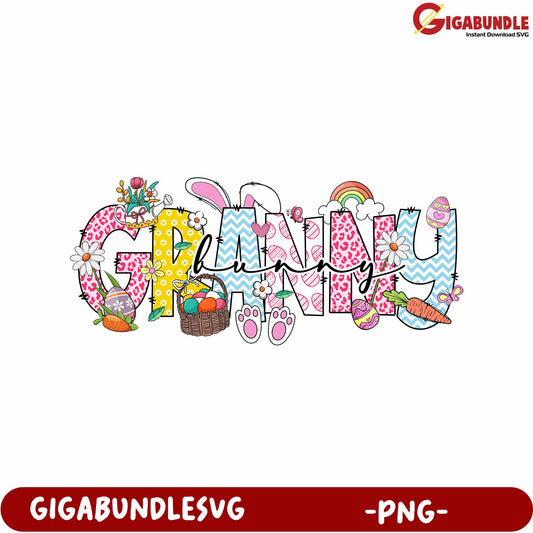Colorful Granny Easter Design PNG for Creative Projects