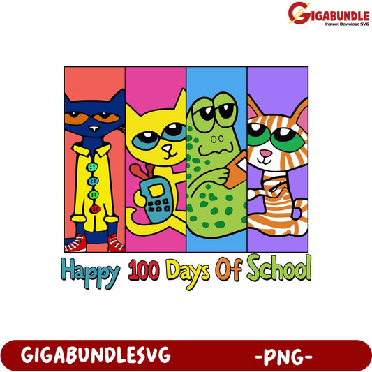 Colorful Happy 100 Days of School PNG for Kids' Crafts