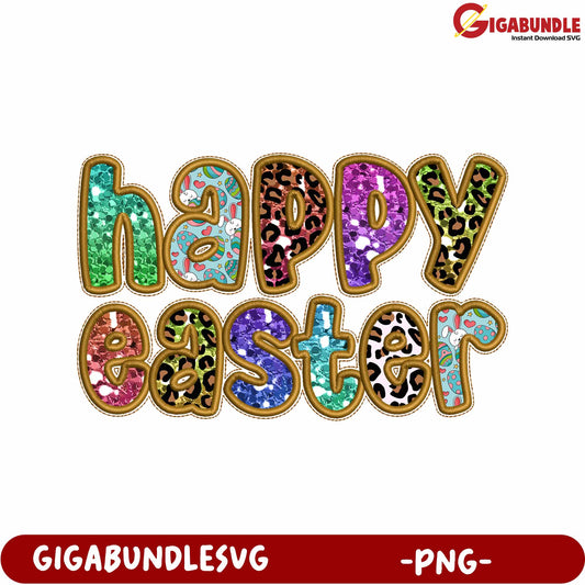 Colorful Happy Easter PNG Design for Festive Celebrations