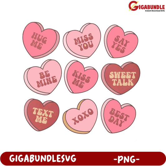 Colorful Heart Candy PNG Bundle for Valentine's Day Crafts & Designs