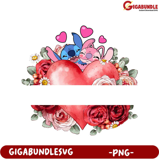 Colorful Heart PNG with Cute Characters - Perfect for Valentine's Day Designs