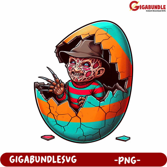 Colorful Horror Character Breaking Out of Egg - PNG Download