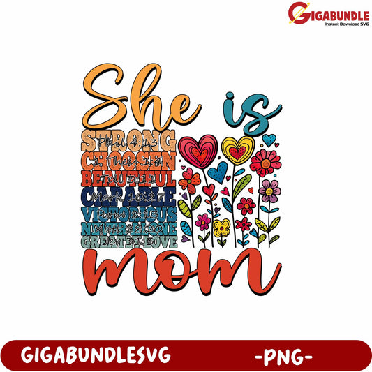 Colorful Inspirational Quote PNG Design Celebrating Strong Moms