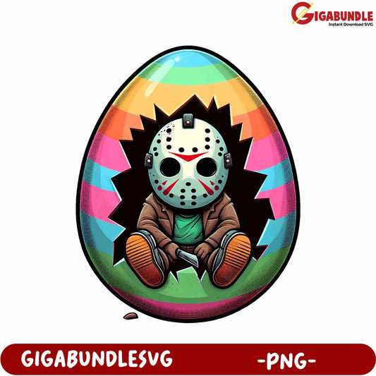 Colorful Jason Voorhees Egg Design PNG for Unique Crafts