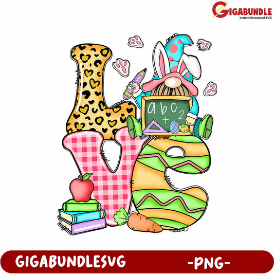 Colorful Love Design with Cute Characters - PNG Downloadable Art