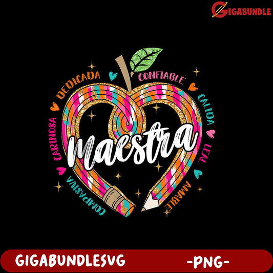 Colorful Maestra Design PNG – Perfect for Educators