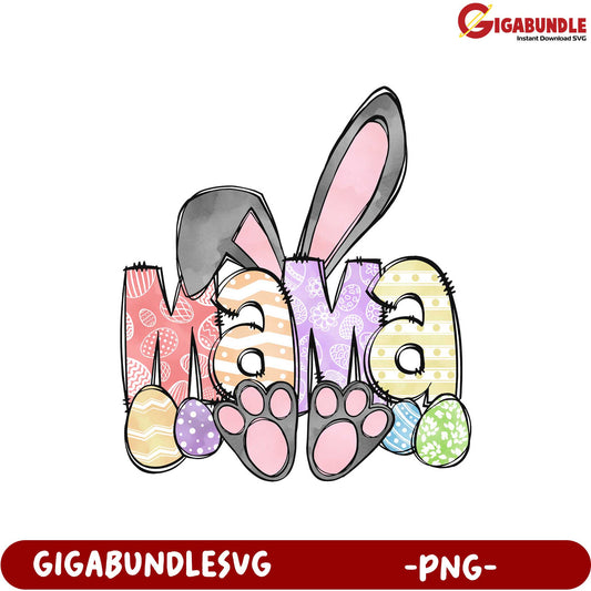 Colorful Mama Bunny PNG for Easter Crafts and Decorations