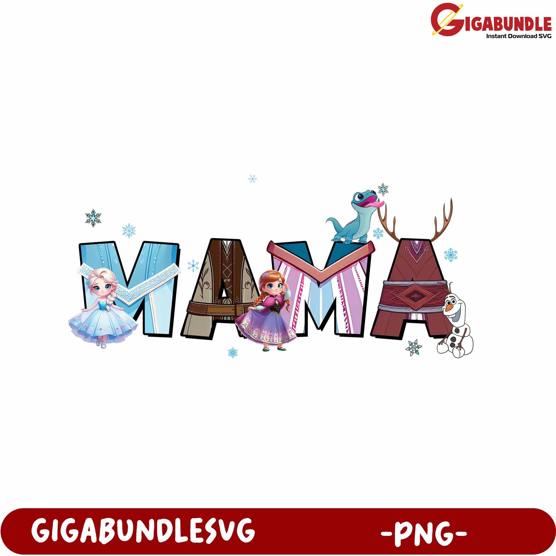 Colorful Mama Design with Beloved Characters PNG Format