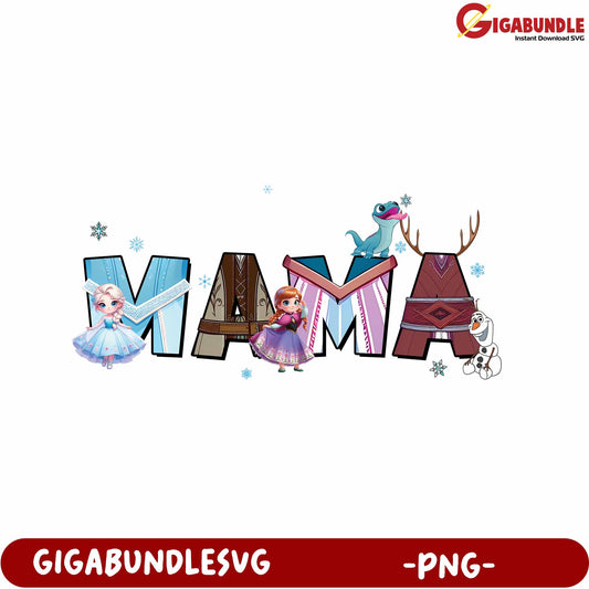 Colorful Mama Design with Beloved Characters PNG Format
