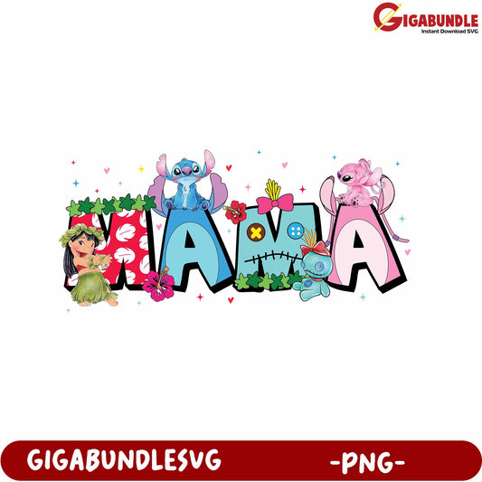 Colorful Mama Design with Characters PNG for Craft Lovers