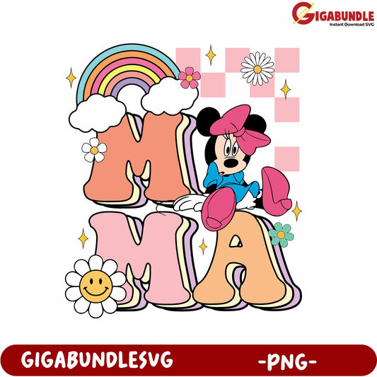 Colorful Mama Design with Minnie Mouse - PNG Downloadable Art