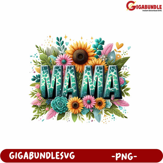 Colorful Mama Floral Design PNG for Mother's Day Celebration Art