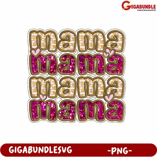 Colorful Mama Glitter Design PNG for Crafting and DIY Projects