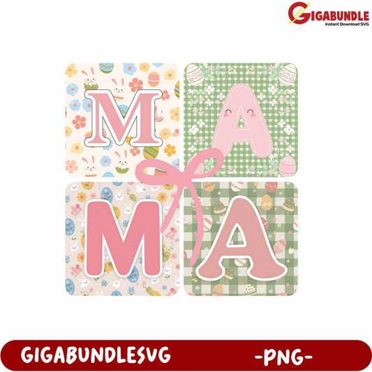 Colorful Mama Letter Blocks PNG for Crafting and Design Projects