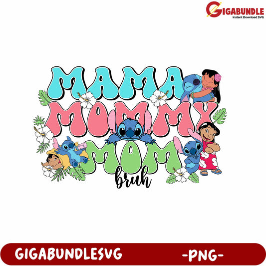 Colorful Mama Mommy Mom Family PNG Design with Characters