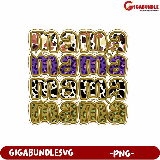Colorful Mama Pattern Design in PNG Format for Creative Projects