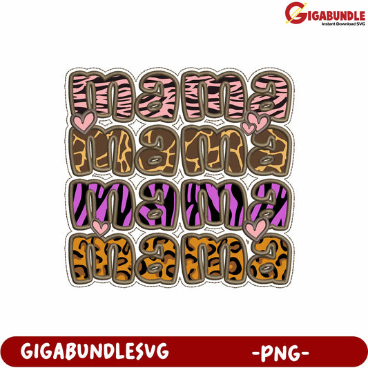 Colorful Mama Text Design for Creative Projects in PNG Format