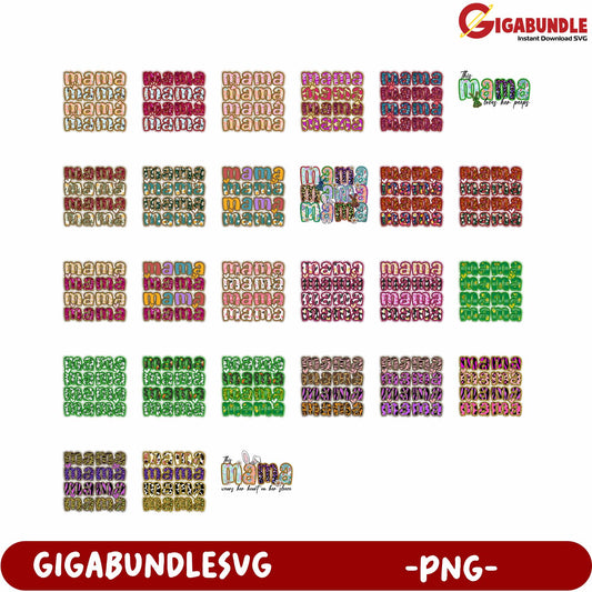 Colorful Mama Themed PNG Designs for Crafting and DIY Projects