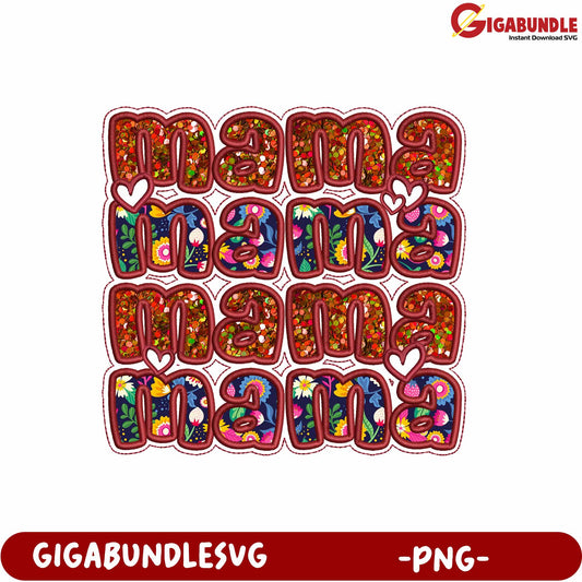Colorful Mama Typography Design in PNG Format for Creative Projects