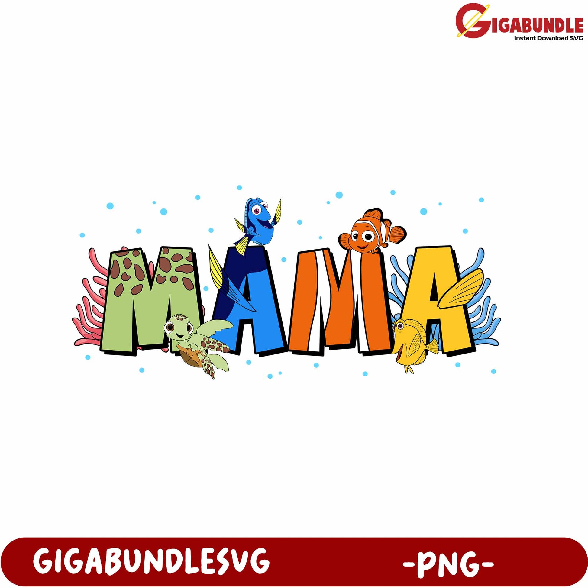 Colorful Mama Underwater Scene PNG Art for Creative Projects