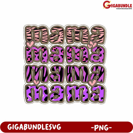 Colorful Mama Word Art Design for Creative Projects in PNG Format
