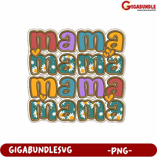 Colorful Mama Word Art PNG Design for Mother's Day Gifts and Decor