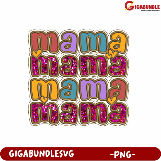 Colorful Mama Words Design PNG for Mothers Day Crafts and Gifts