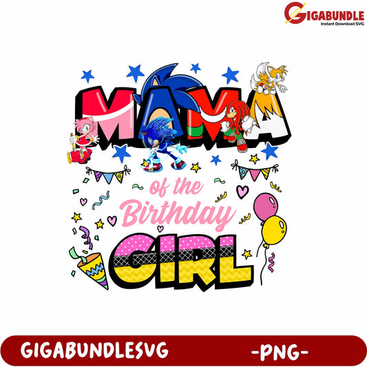 Colorful Mama of the Birthday Girl PNG Graphic for Celebrations