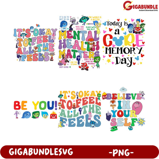 Colorful Mental Health Awareness PNG Bundle – Uplifting Designs