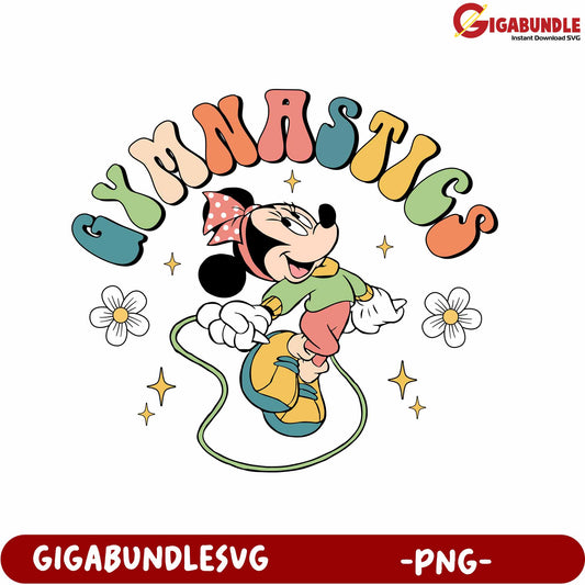 Colorful Minnie Mouse Gymnastics PNG Design for Kids' Apparel