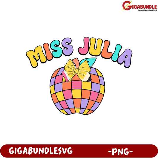 Colorful Miss Julia Apple PNG Design for Creative Projects