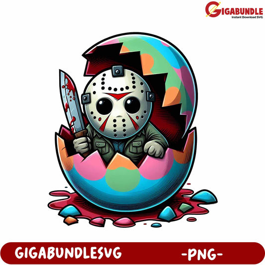 Colorful Monster Egg Design with Scary Character - PNG Format