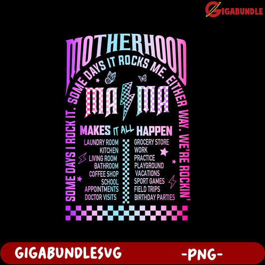 Colorful Motherhood PNG Art Makes Everyday Life Rock for Moms