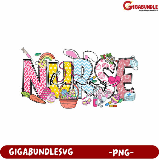 Colorful Nurse Design with Fun Elements in PNG Format