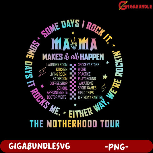 Colorful PNG Design Celebrating Everyday Motherhood Moments