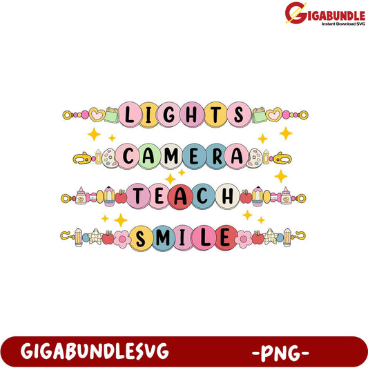 Colorful PNG Design Lights Camera Teach Smile Art