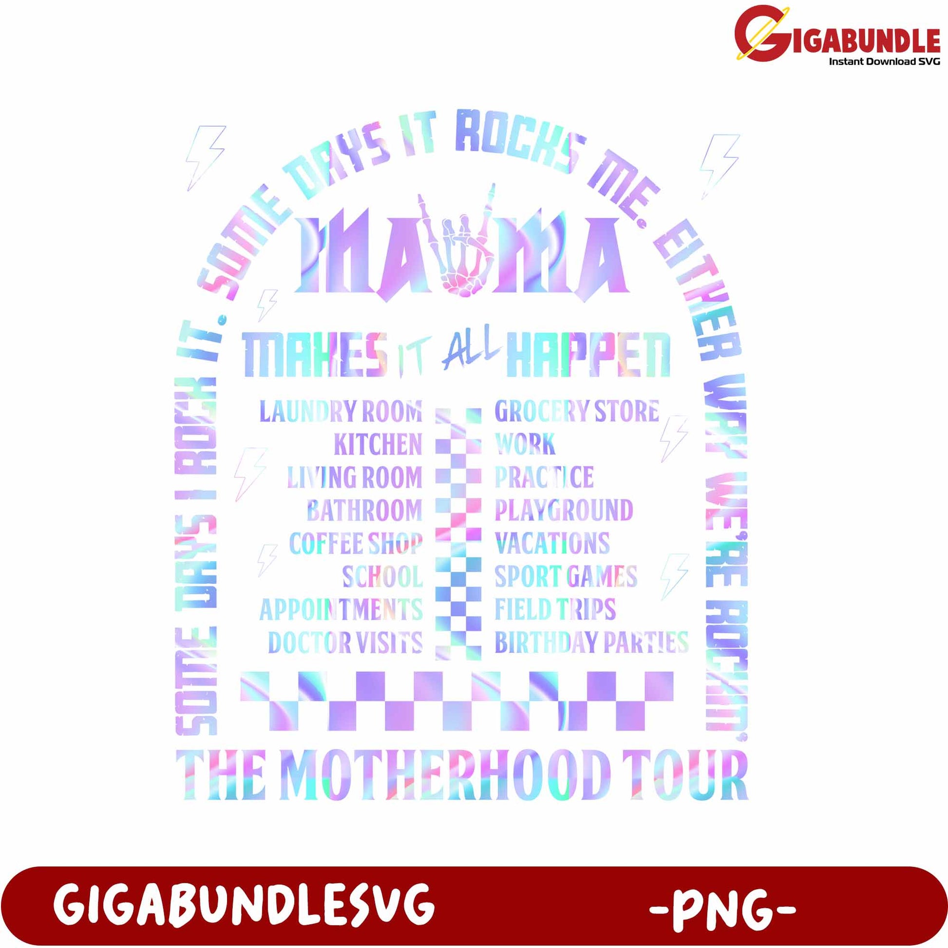Colorful PNG Graphic for Moms The Motherhood Tour Design