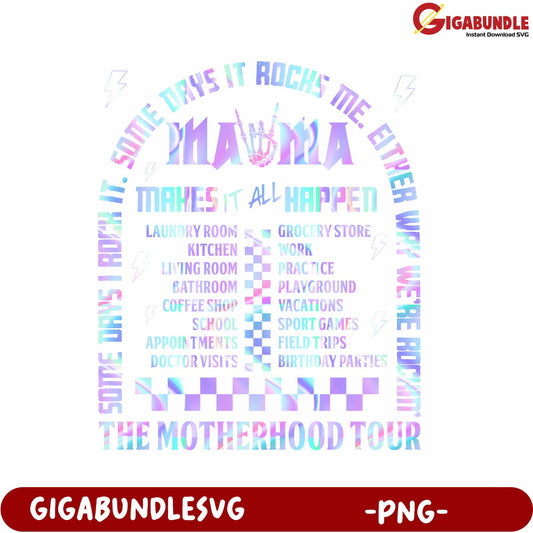 Colorful PNG Graphic for Moms The Motherhood Tour Design