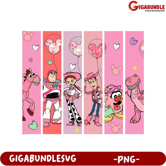 Colorful Pink Disney Characters PNG Design for Kids' Crafts and Decor