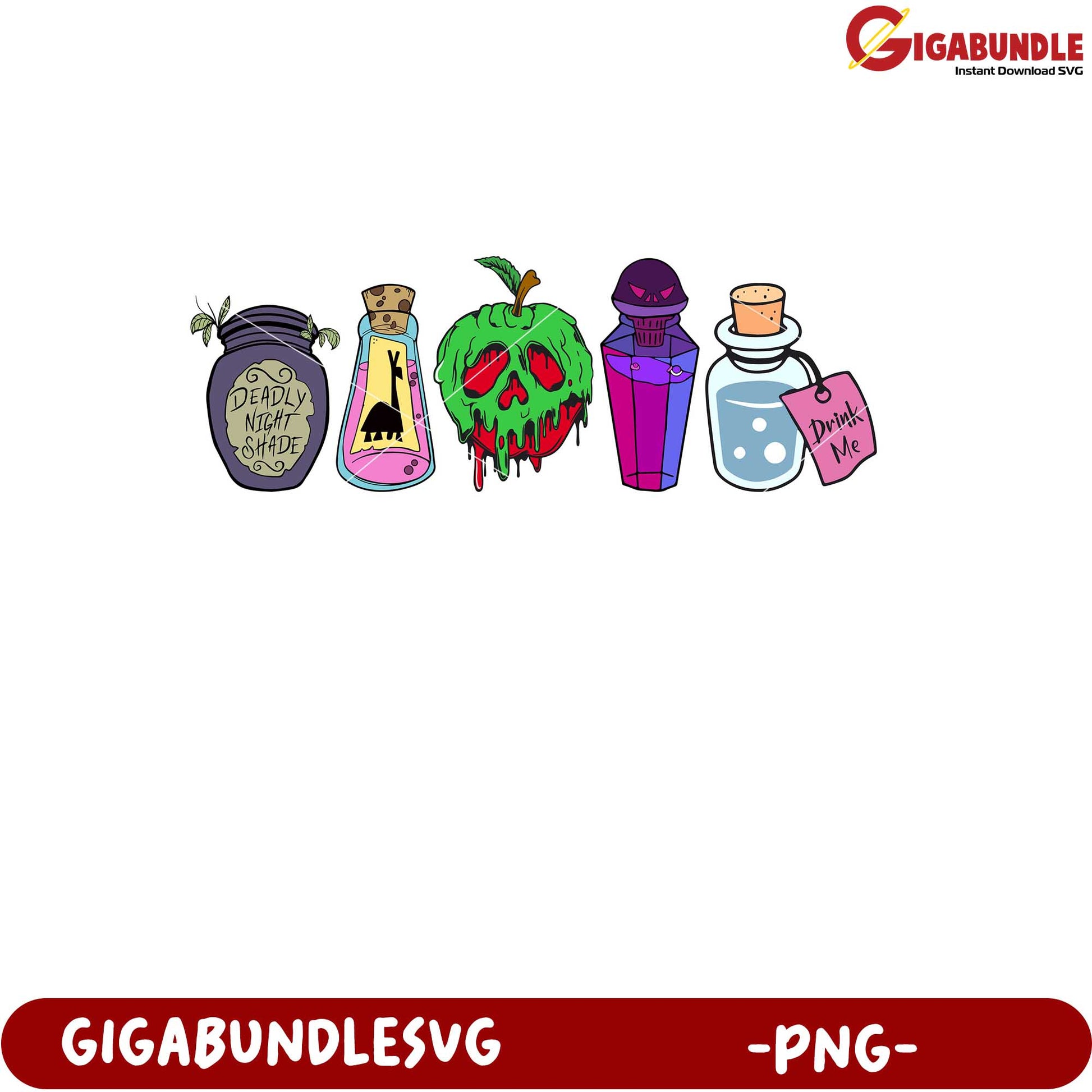 Colorful Potion Bottles Digital Art Illustration PNG Download