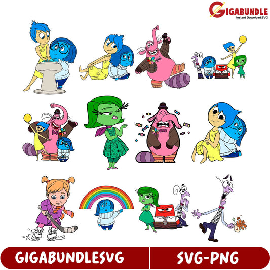 Colorful SVG Bundle of Inside Out Characters for Instant Download