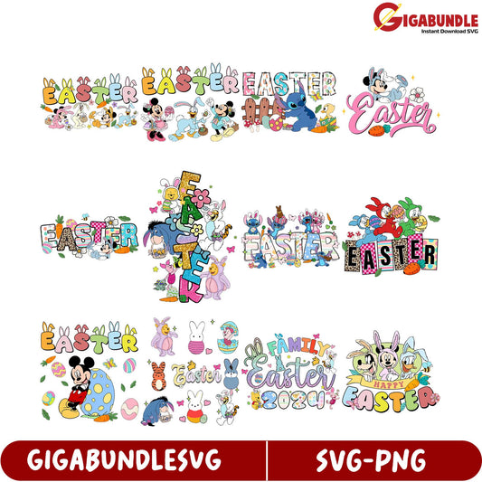 Colorful SVG Easter Bundle with Cute Characters and Designs