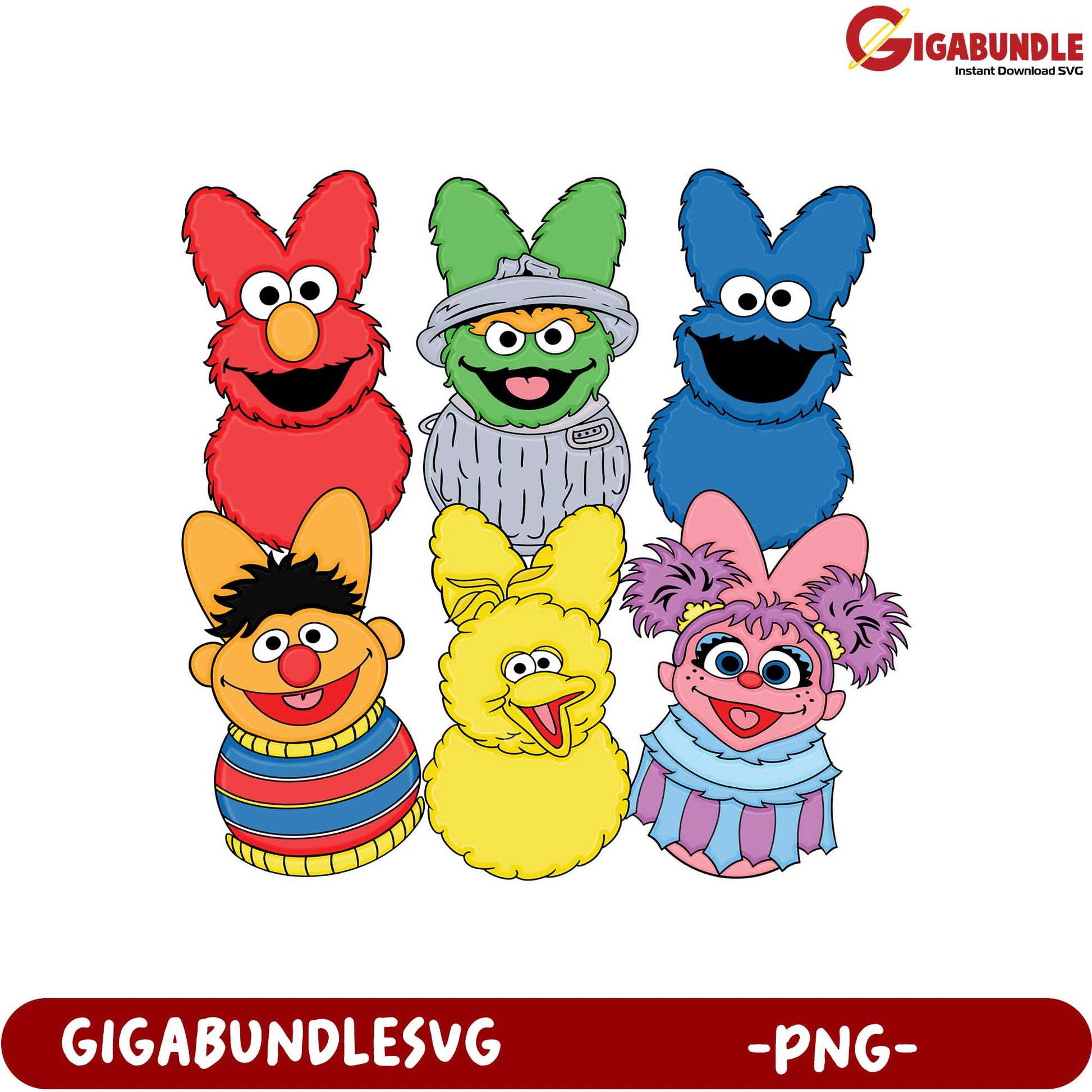 Colorful Sesame Street Character PNG Bundle for Creative Projects