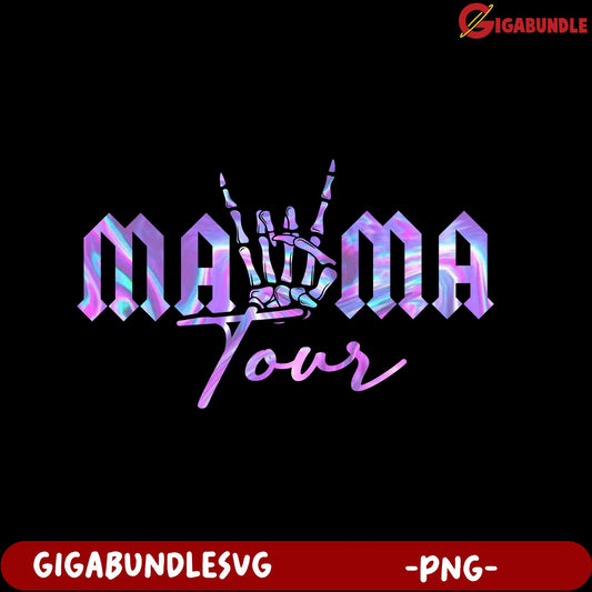 Colorful Skeleton Hand Mama Tour Design PNG for Events