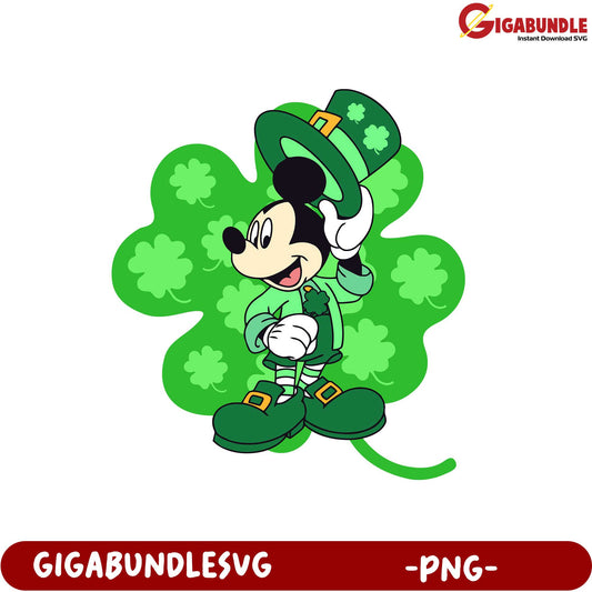 Colorful St. Patrick's Day Mickey Mouse PNG for Festive Designs