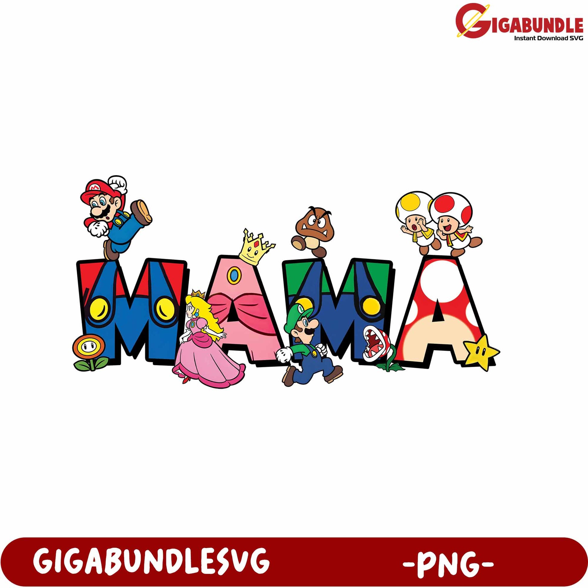 Colorful Super Mario Themed Lettering PNG for Fun Designs