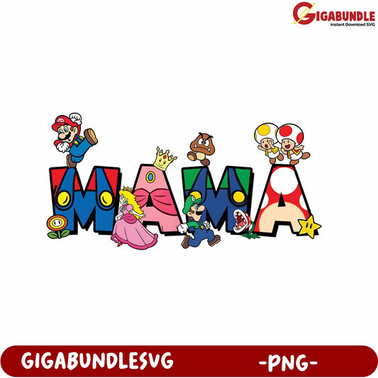 Colorful Super Mario Themed Lettering PNG for Fun Designs