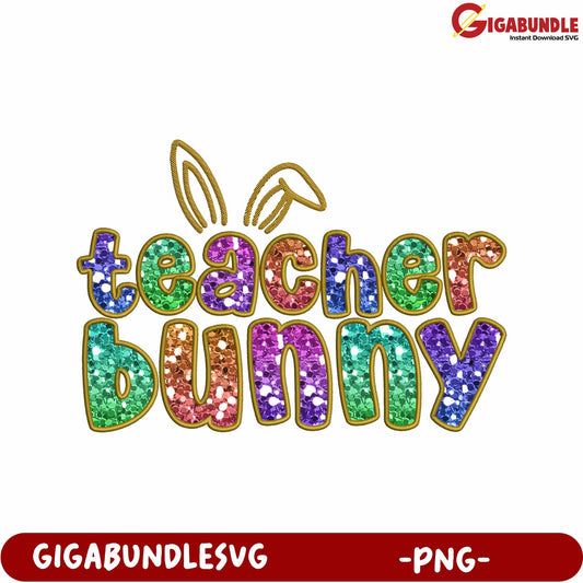 Colorful Teacher Bunny Design - Fun PNG for Educators and Crafts