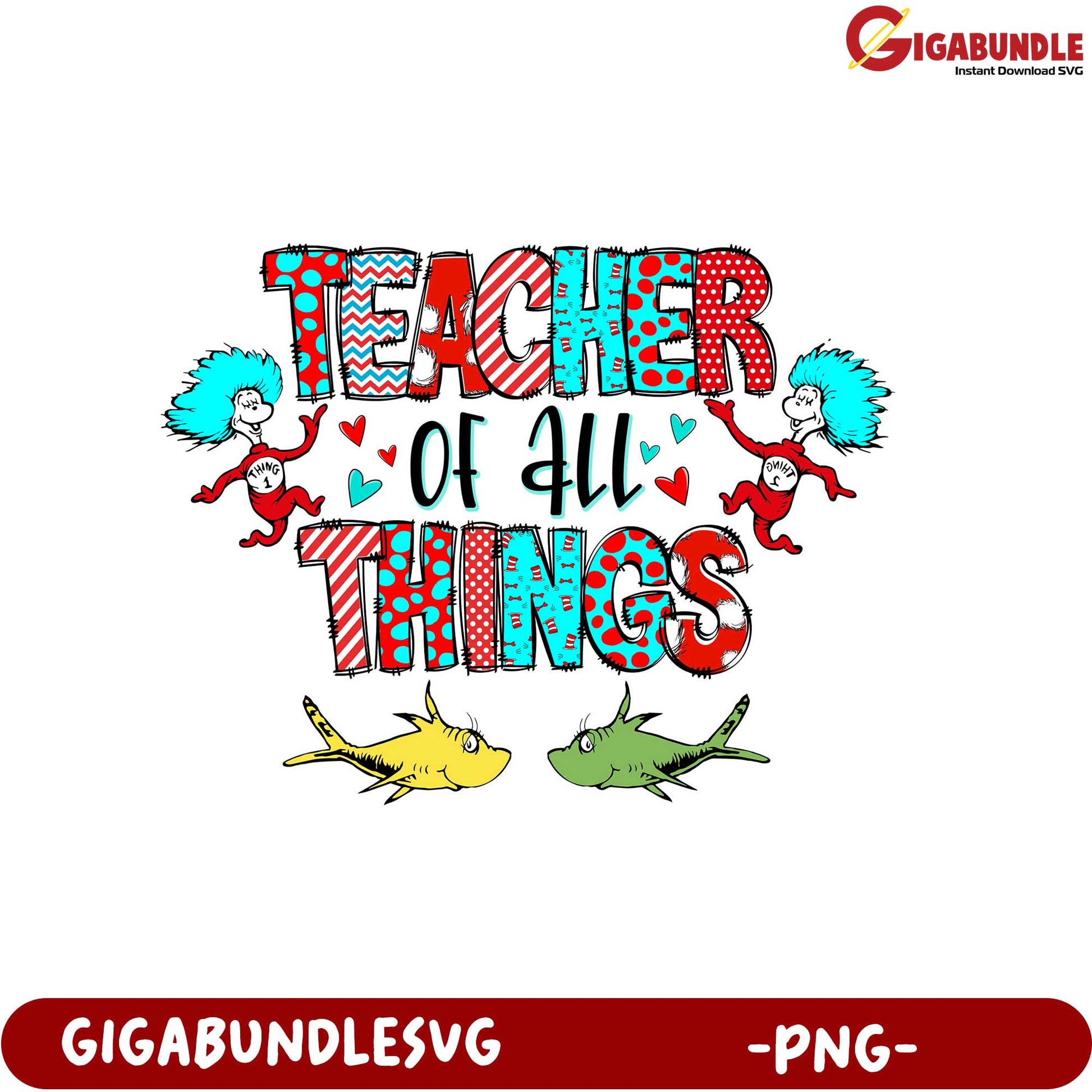 Colorful Teacher of All Things PNG – Fun Educational Design