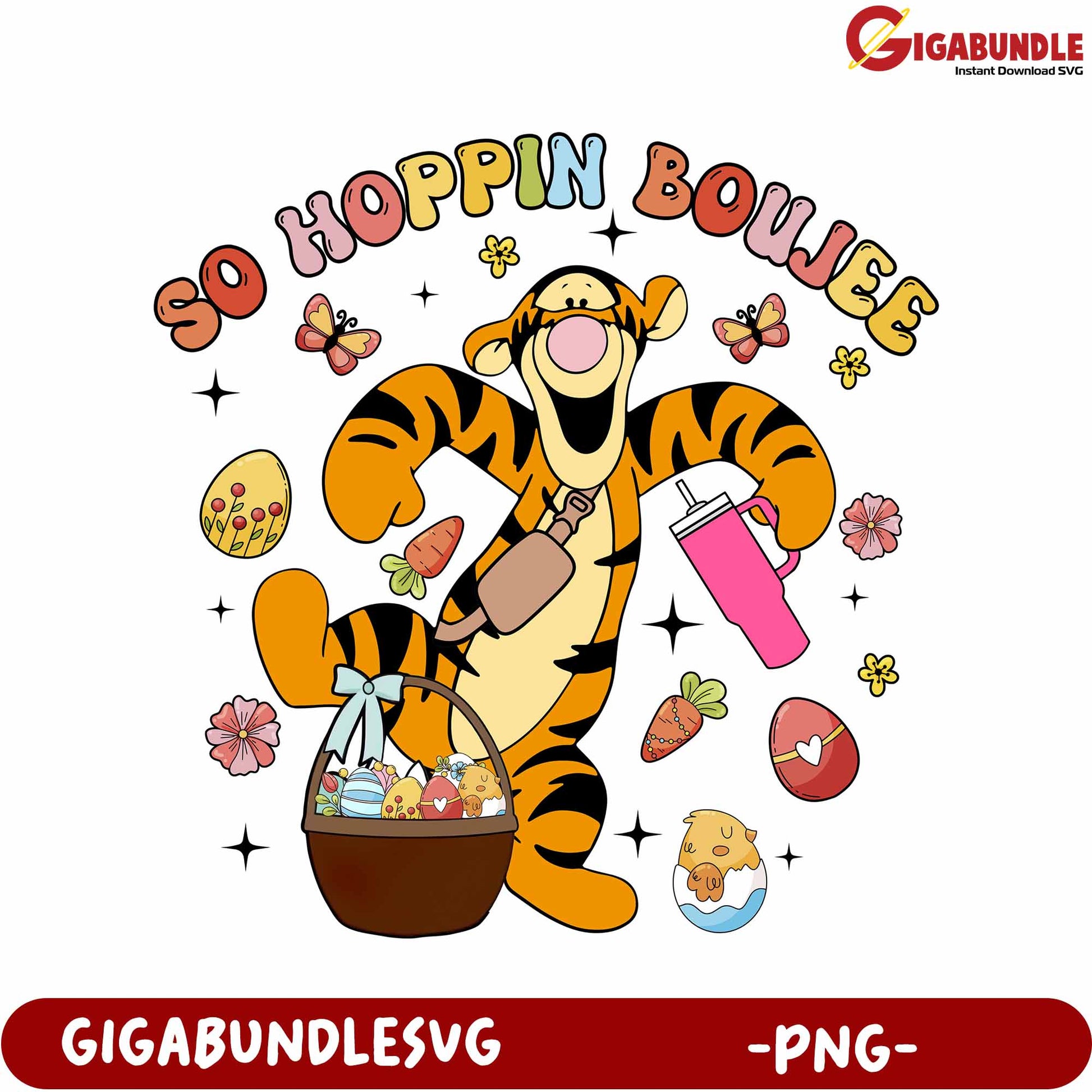 Colorful Tigger So Hoppin Boujee PNG for Fun Designs
